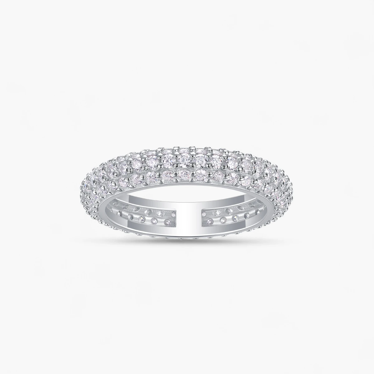 3.5mm Pave Three Row Eternity Ring
