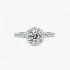 1ct Round Side Stone Halo Ring