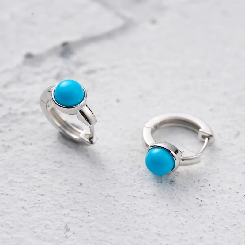 Round Turquoise Hoops - Image 4