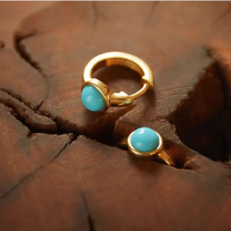 Round Turquoise Hoops - Image 5