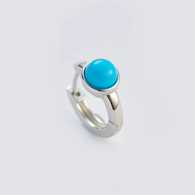 Round Turquoise Hoops - Image 3