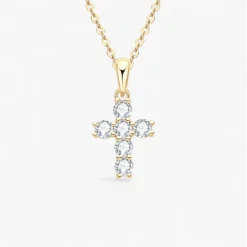 3mm Moissanite Cross Necklace