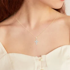 Alternative view of 3mm Moissanite Cross Necklace