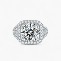 5ct Moissanite Square Halo Ring