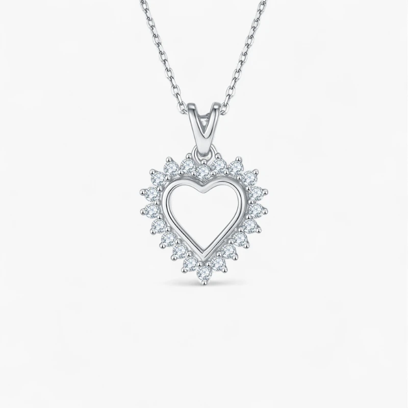 Bezel Set Heart Moissanite Necklace