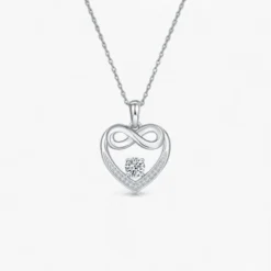 Bow Heart Moissanite Necklace