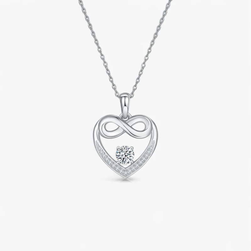 Bow Heart Moissanite Necklace