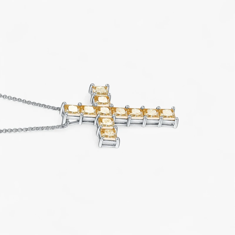 11ct Champagne Moissanite Cross Necklace - Image 2