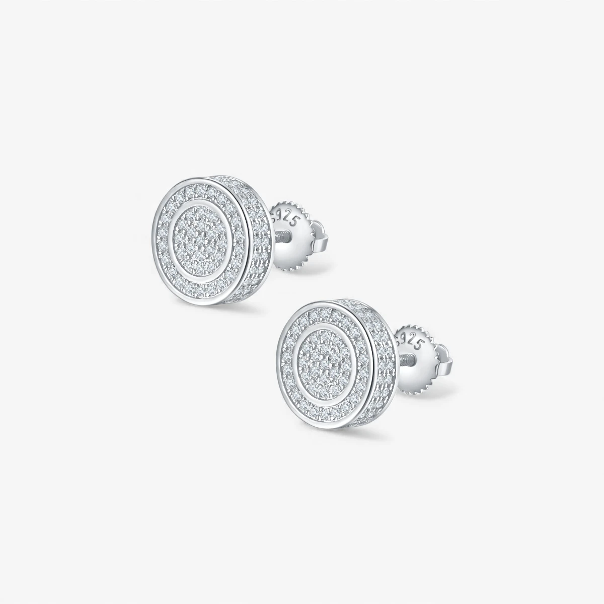 Double Hoop Round Moissanite Hip Hop Stud Earrings