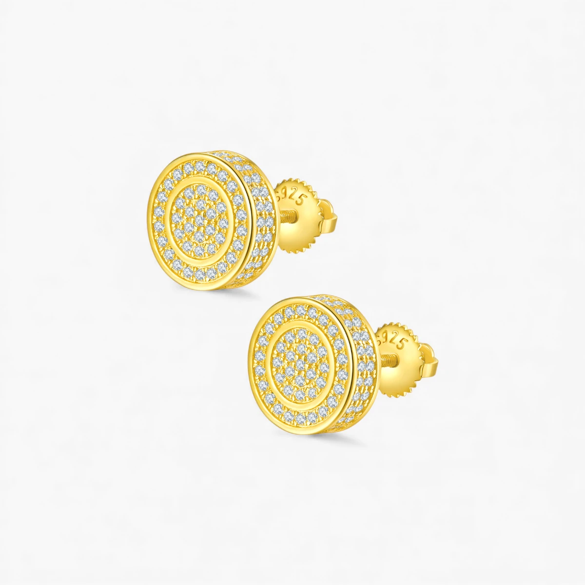 Double Hoop Round Moissanite Hip Hop Stud Earrings - Image 4