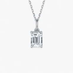 1ct/2ct Emerald Cut Moissanite Necklace
