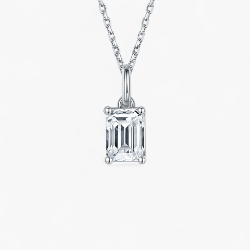1ct/2ct Emerald Cut Moissanite Necklace