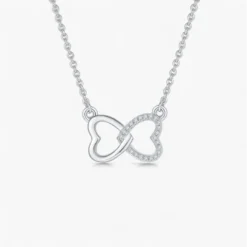 Moissanite Twin Heart Bond Necklace