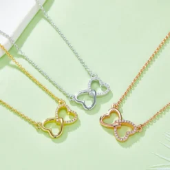 Alternative view of Moissanite Twin Heart Bond Necklace