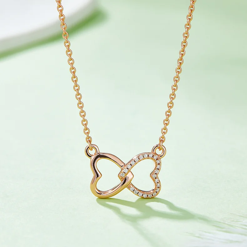 Moissanite Twin Heart Bond Necklace - Image 3