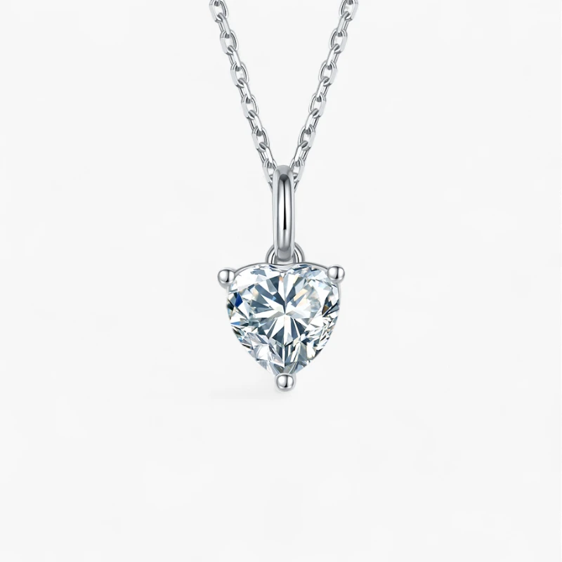 1ct/2ct Heart Solitaire Necklace