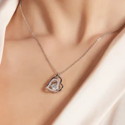 Alternative view of 0.5ct Heart Concentric Moissanite Necklace