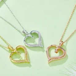 Alternative view of Two Heart Moissanite Necklace