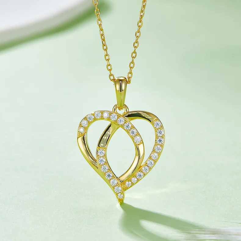 Intertwined Hearts Moissanite Necklace - Image 3