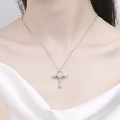 Alternative view of Moissanite Arrowhead Cross Necklace
