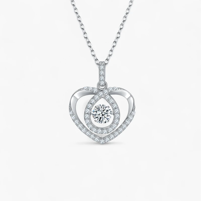 0.5ct Moissanite Beating Heart Necklace