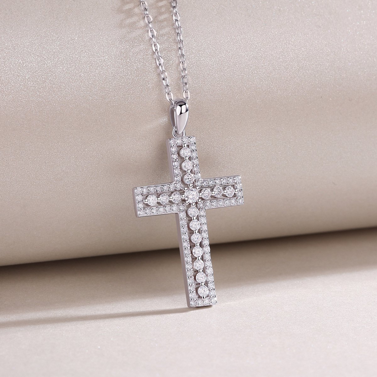 Moissanite Cross Necklace - Image 4