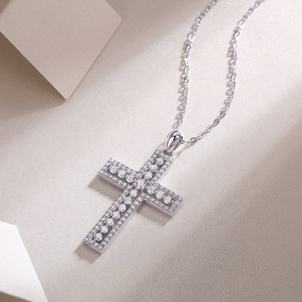 Moissanite Cross Necklace - Image 3