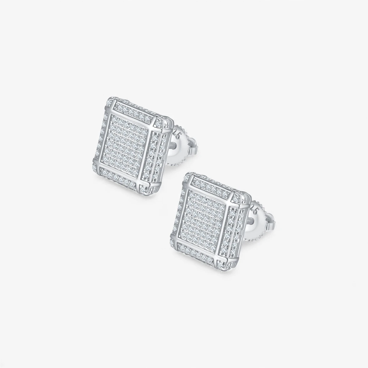Moissanite Square Hip-Hop Stud Earrings