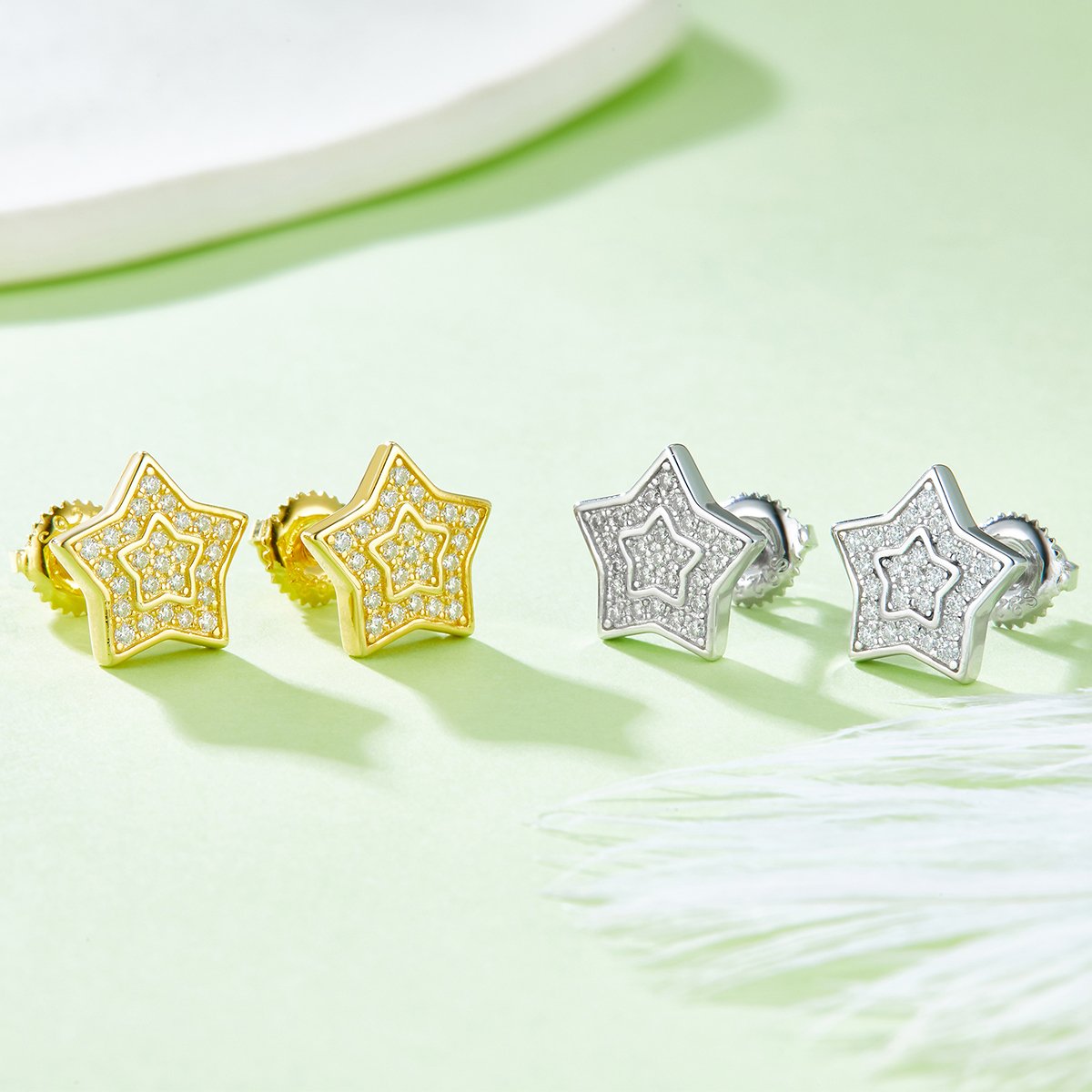 Moissanite Star Hip Hop Earrings - Image 4