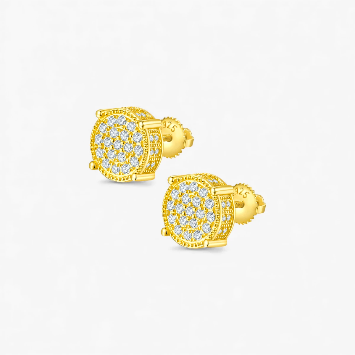 Moissanite 4-Prong Screw Hip-Hop Stud Earrings - Image 4