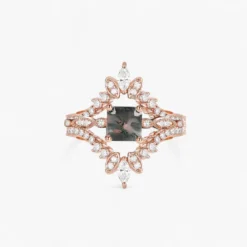 Vintage Square Moss Agate Stackable Ring