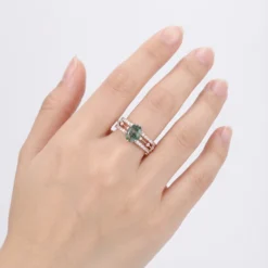 Alternative view of Vintage Oval Moss Agate Stacking Ring