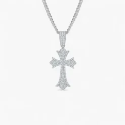 Pave Moissanite Cross Necklace