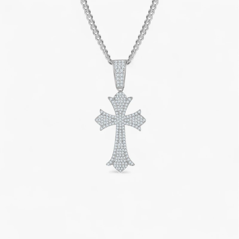 Pave Moissanite Cross Necklace
