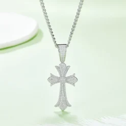 Alternative view of Pave Moissanite Cross Necklace
