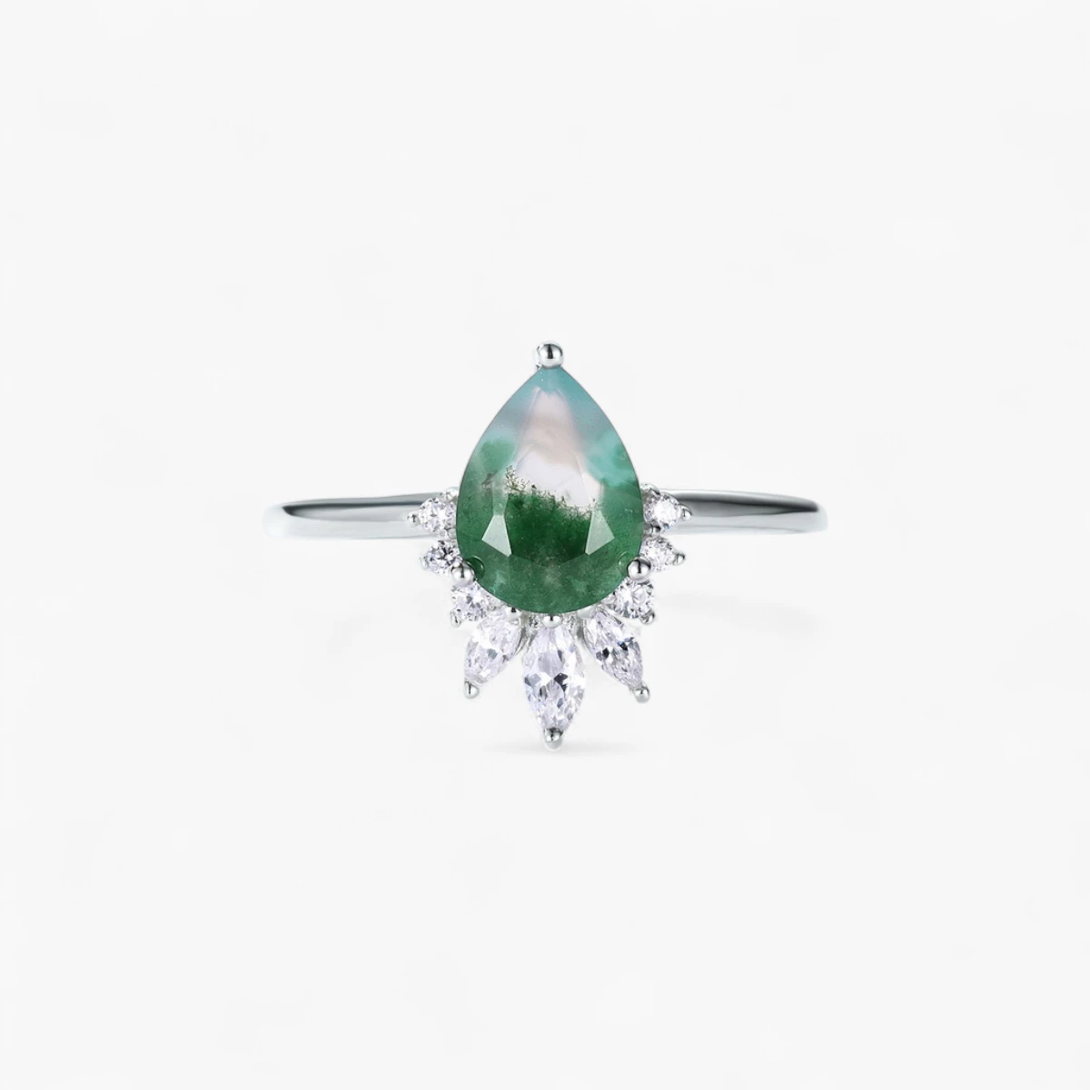 Pear Moss Agate Ring