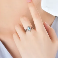 Alternative view of Pear Cut Topaz Stackable Ring