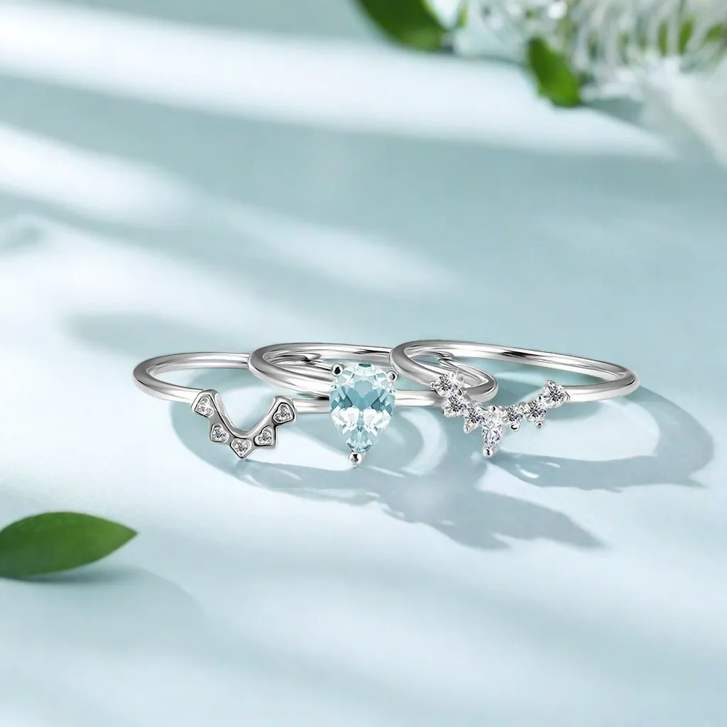 Pear Cut Topaz Stackable Ring - Image 3