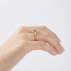 Alternative view of Round Moss Agate Ring