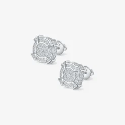 Round Spiked Moissanite Screw-back Stud Earrings