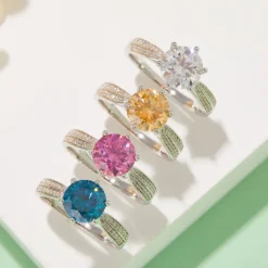 Alternative view of 1ct|2ct| 3ct Moissanite Double Row Side Stone Ring