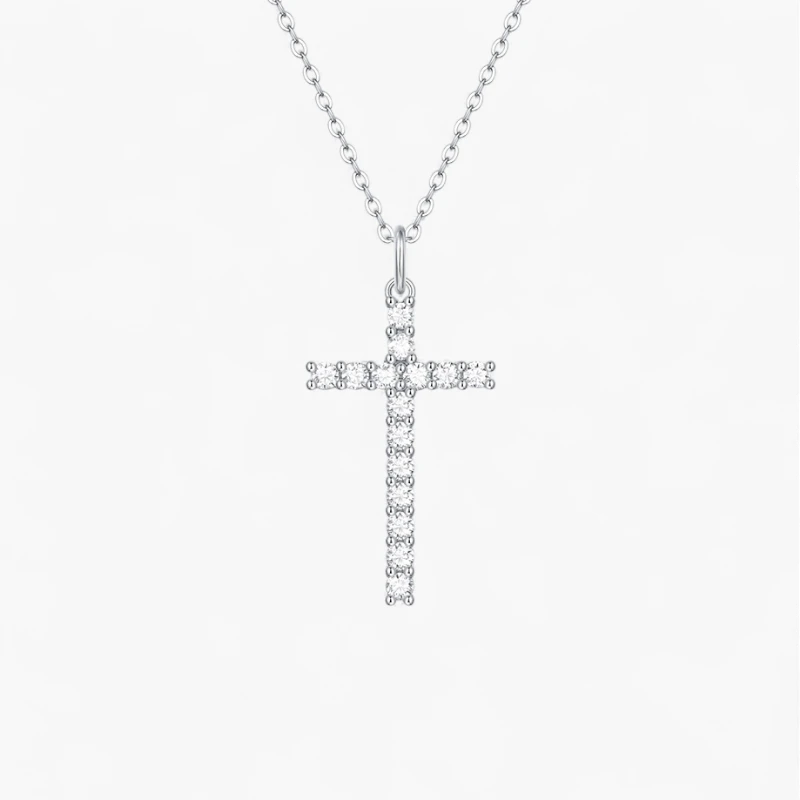 Classic Moissanite Cross Necklace