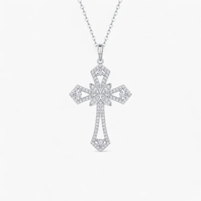 Moissanite Latin Cross Necklace