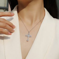 Alternative view of Moissanite Latin Cross Necklace