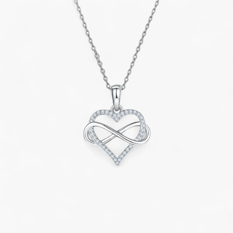 Infinity Symbol & Heart Moissanite Necklace