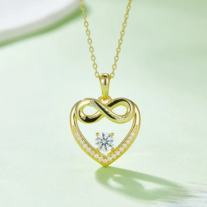 Bow Heart Moissanite Necklace - Image 4