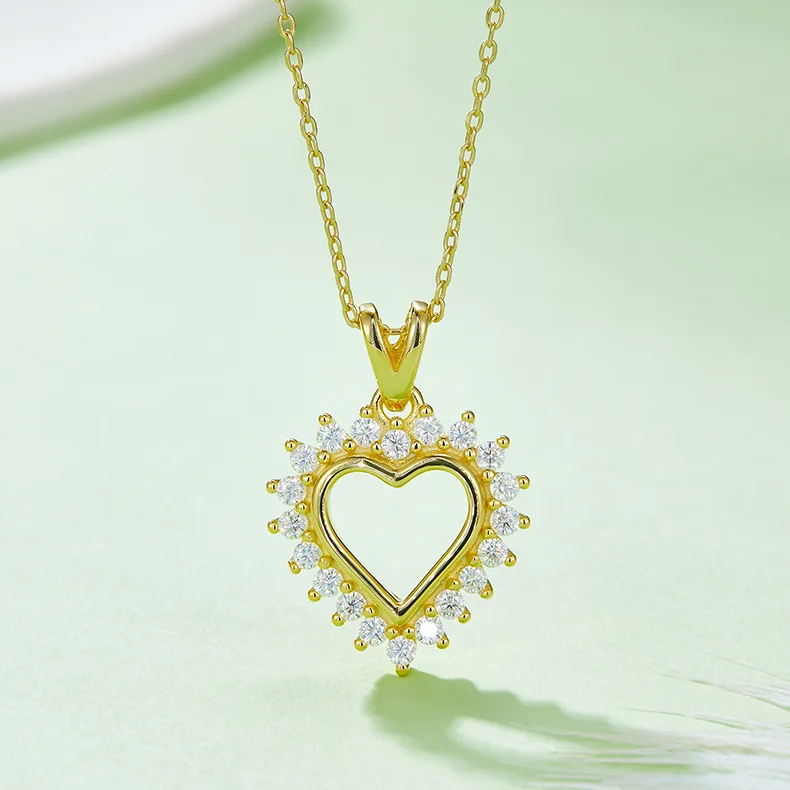 Bezel Set Heart Moissanite Necklace - Image 3