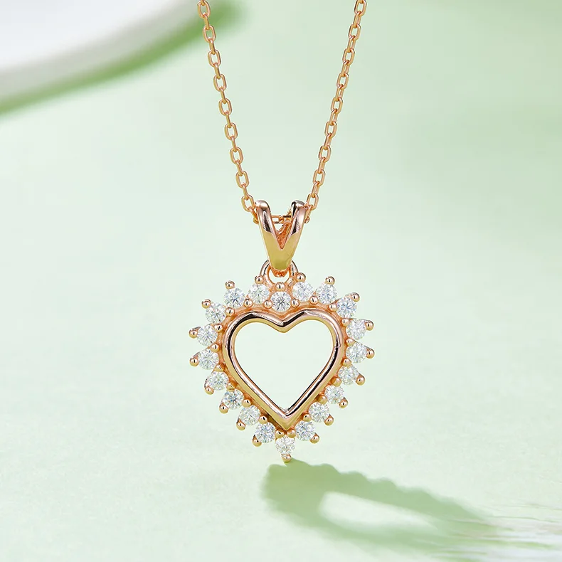 Bezel Set Heart Moissanite Necklace - Image 4