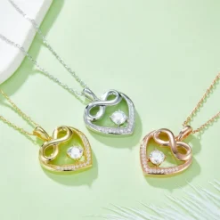 Alternative view of Bow Heart Moissanite Necklace