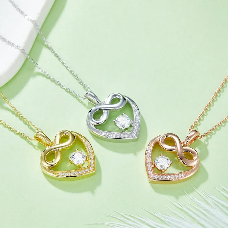 Bow Heart Moissanite Necklace - Image 2